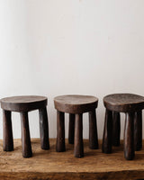 Vintage African Carved Wood Stool - Lone Fox