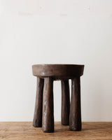 Vintage African Carved Wood Stool - Lone Fox